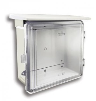 ตู้พลาสติกกันน้ำ มีหลังคา ฝาใส เบอร์ #2 สีขาว (290x328x160 มม.) NANO102CW NANO