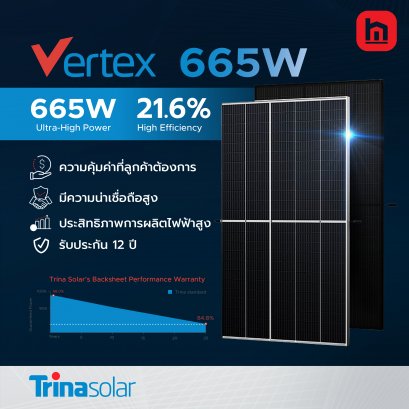 แผงโซล่าร์เซลล์  Trina Vertex 665W Monofacial