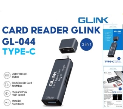 Card Reader GLINK GL-044 3 in 1 TYPE-C Card Reader SD Card & USB เชื่อมต่อโทรศัพท์ได้