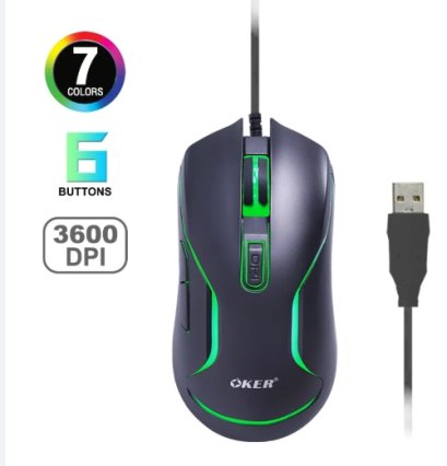 MOUSE OKER X25 6D WIRED LED GAMING MOUSE USB 7LED เมาส์ ไฟเรืองแสง คุณภาพดี
