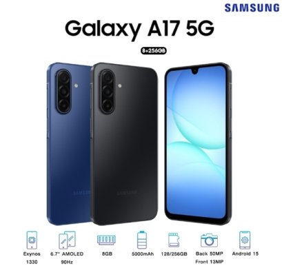 Samsung Galaxy A17 5G Ram8GB/Rom256GB Super AMOLED ขนาด 6.7 แบตเตอรี่ 5,000mAh ประกันศูนย์ 1ปี ฟรี Adapter+หูฟัง