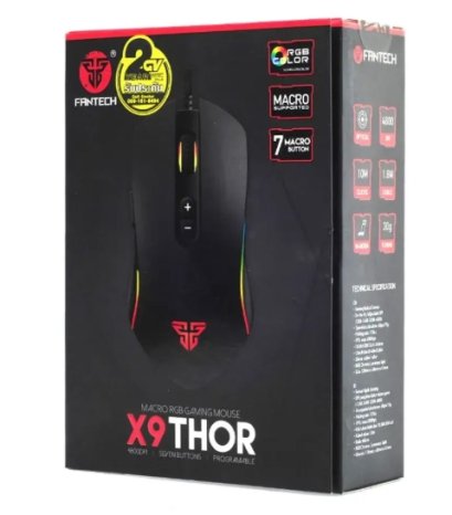 MOUSE FANTECH X9 THOR GAMING Optical Macro RGB Gaming Mouse (เมาส์มาโคร)ตั้งมาโครคีย์ได้ ปรับ DPI 200-4800 (BLACK)