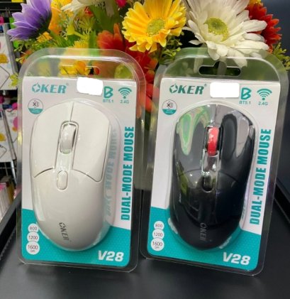 เมาส์ไร้สาย OKER รุ่น V28 เป็นเมาส์ Dual-Mode ที่รองรับการเชื่อมต่อทั้งแบบ Bluetooth 5.1 และ Wireless 2.4G