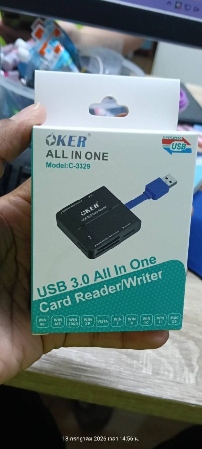 OKER Card Reader Ext 3.0 All in 1 OKER (C-3329) มาตรฐาน USB3.0 สนับสนุน การ์ดมาตรฐาน 5 แบบ