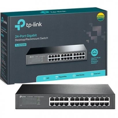 TP-LINK TL-SG1024D Gigabit Switching Hub 24 Port (11") 10/100/1000Mbps 24 ports