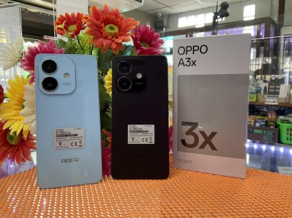 OPPO A3x Ram4GB/Rom64GB จอ6.67 ดีไซน์สวย ทนทาน กล้อง 8 MP ชาร์จไว 45W แบตเตอรี่ 5100mAh รับประกัน 12 เดือน ฟรีหูฟัง