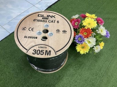Glink GLG-6008 สายแลน CAT6 UTP CABLE+SLING 305M CAT6 Gold มีสลิง OUTDOOR สำหรับใช้ภายนอก