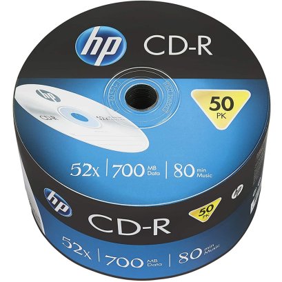 CD-R HP (50/Pack) แผ่นซีดี CD-R 52x 700 MB ยี่ห้อ HP ของแท้ 50 แผ่น