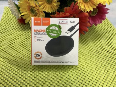 Hoco CW52 แท่นชาร์จไร้สาย Magnetic Wireless Fast Charger สำหรับ iPhone และ Air pods กำลังไฟสูงสุดถึง 15W พร้อมสายยาว 1 เมตร