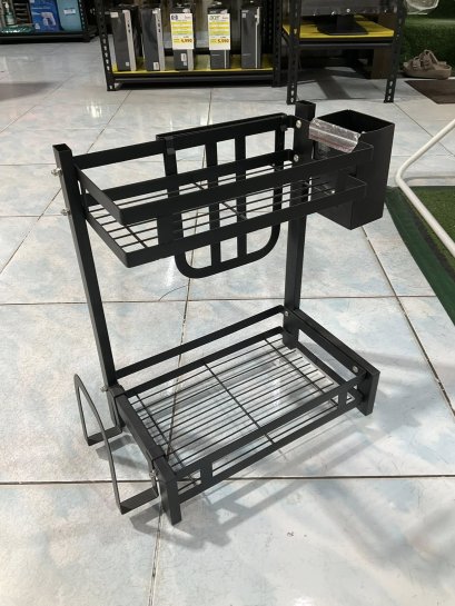 ชั้นวางเครื่องปรุง ชั้น เหล็กเคลือบกันสนิม ฐานตรงวางขวดสูงได้ ที่วางเครื่องปรุง ชั้นวางขวดเครื่องปรุง ชั้นวางของในครัว