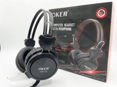 หูฟังคอมพิวเตอร์พร้อมไมโครโฟน  OKER รุ่น SM-712  จะเล่นเกม ฟังเพลง หรือดูหนัง