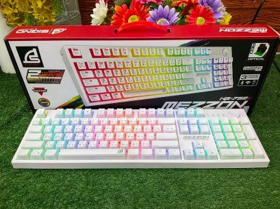 คีย์บอร์ดเกมมิ่งไร้สาย Signo E-Sport รุ่น Mezzon KB-752W สีขาวมาพร้อมกับ Optical Switch  Red switch