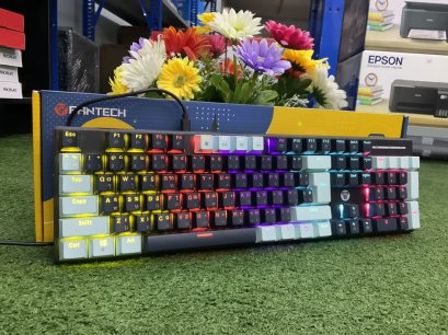 FANTECH MK889 KEYBOARD MECHANICAL คีย์บอร์ด RGB ปรับไฟได้ 13 โหมด คีย์บอร์ดเกมมิ่ง NAVY BLUE ประกันศูนย์ไทย  BLUE SWITCH