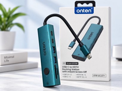 Converter Type-C 7 in 1 ONTEN (UC127+) Type-C Multi Function Dock Station USB 3.0, SD/TF Card Reader, HDMI, Type-C PD Port