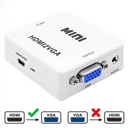 อะแดปเตอร์เชื่อมต่อ Mini HDMI To VGA Converter To Audio 1080P