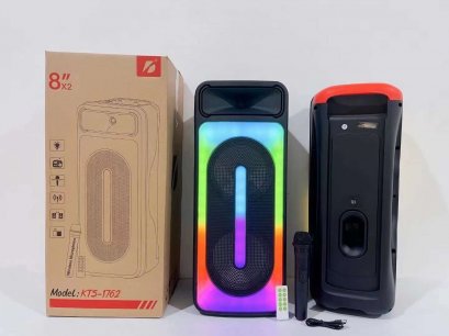 Speaker Bluetooth 8&quot; รุ่น KTS-1762 ลำโพงบลูทูธ wireless ลำโพงเสียงดี ไฟ RGB พร้อมรีโมท+ไมค์