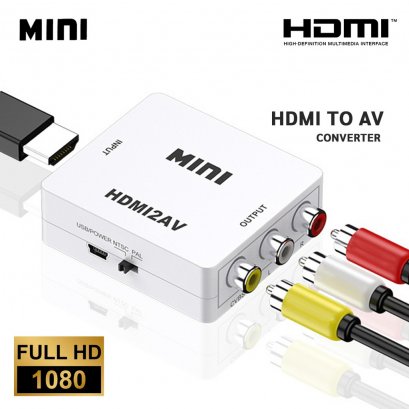 HDMI to AV Converter (1080P) แปลงสัญญาณวิดีโอจาก HDMI เป็น AV สำหรับทีวี/จอภาพ