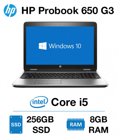 Notebook HP ProBook จอ 15.6&quot; 650 G3 Core i5-7300U/8GB RAM/256GB SSDเครืองสภาพดีพรอมใช้งาน แถมกระเป๋า+Mouse Wireless