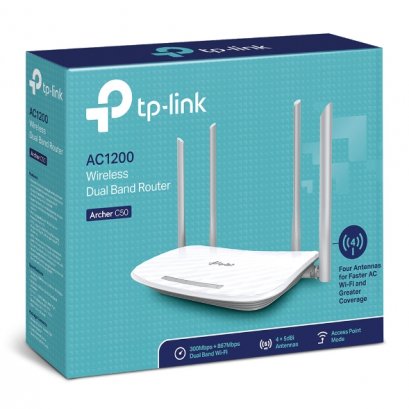 Router TP-LINK (Archer C50) Wireless AC1200 Dual Band เสาอากาศภายนอก 4 เสา