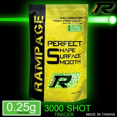 ลูกกระสุน RAMPAGE Tracer กระสุนเรืองแสง 0.25g 3000 นัด made im taiwan