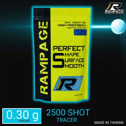 ลูกกระสุนเรืองแสงสีฟ้า RAMPAGE TAIWAN กระสุนเรืองแสง 0.30g 2500 นัด made im taiwan