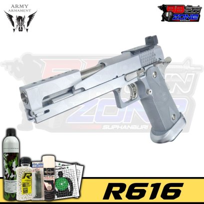 R616 Hi-Capa Dragon 6" Silver - Army Armament Red Dot Ready