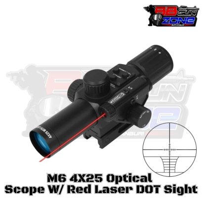 M6 4X25 Optical Scope W/ Red Laser DOT Sight