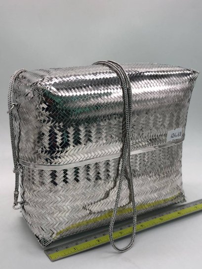 Braided silver purse/handbag with strap