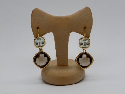 Prasiolite with Smoky Quartz Earrings
