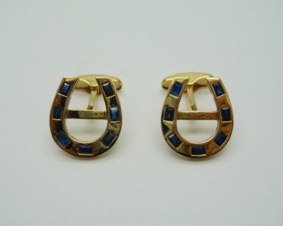 Blue Sapphire Horseshoe Cufflinks