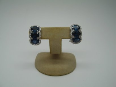 Blue Sapphire and Diamond Earrings