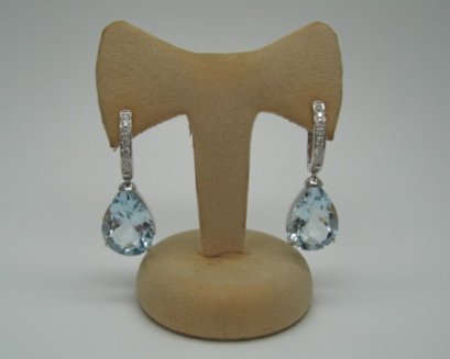 Aquamarine and Diamond Earrings