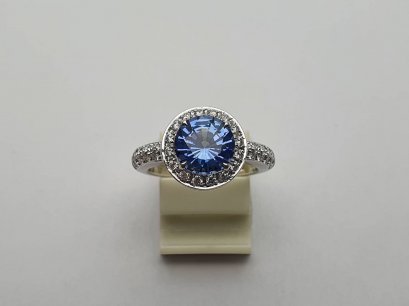 Blue Sapphire with Diamond Ring