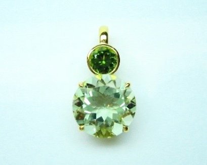 Prasiolite and Green Tourmaline Pendant