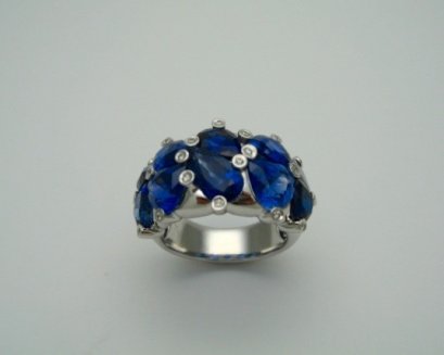 Blue Sapphire and Diamond Ring