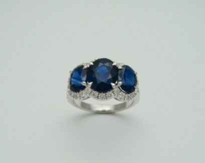 Blue Sapphire and Diamond Ring