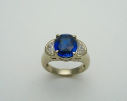 Blue Sapphire and Diamond Ring