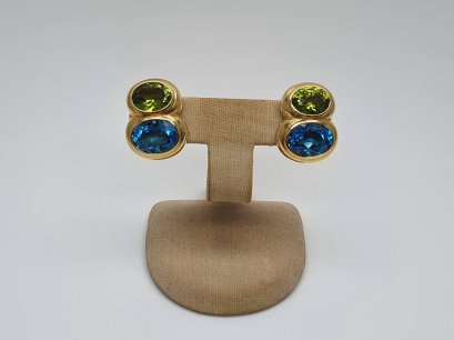 Peridot with Blue Topaz Earrings