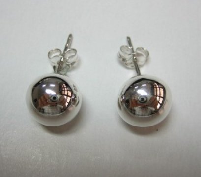 Silver Ball Stud Earrings.