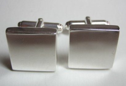 Square Silver Cuff Links/Cufflinks (Engravable)