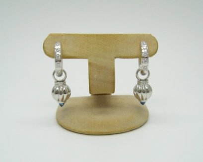 Diamond Hoop Earrings with Detachable Blue Sapphire Ear-hangers