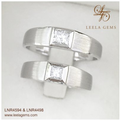 แหวนคู่เพชรสี่เหลี่ยม Princess