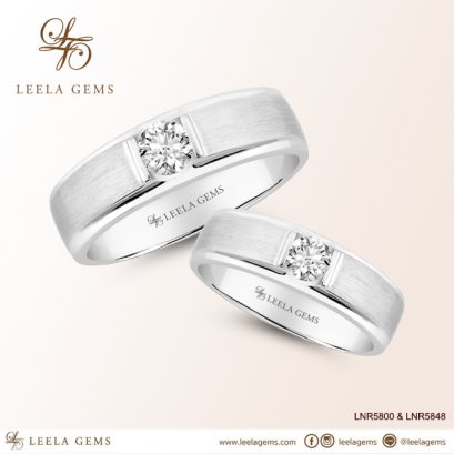 แหวนเพชรคู่ ทองขาว 18K