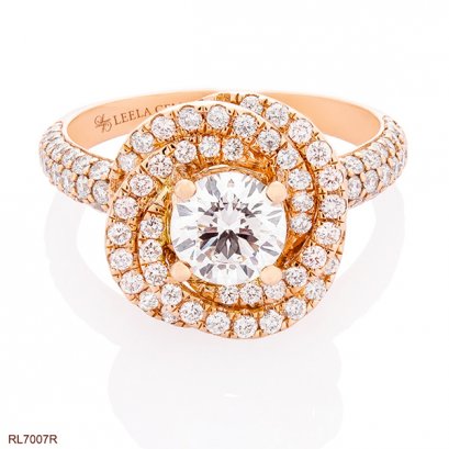 แหวนเพชรล้อมทรงดอกไม้ ตัวเรือนโรสโกลด์