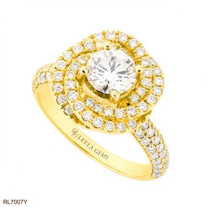 แหวนเพชรล้อมทรงดอกไม้ ตัวเรือนทอง