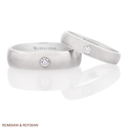 แหวนเพชรคู่ ตัวเรือนทองขาว 18K