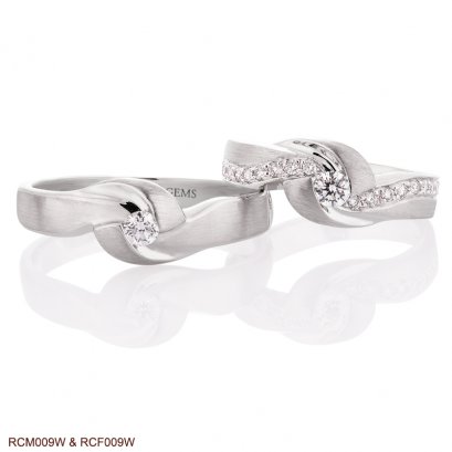 แหวนเพชรคู่ ทองขาว 18K