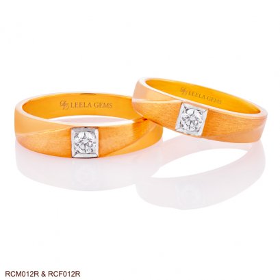 แหวนเพชรคู่ ตัวเรือนโรสโกลด์ 18K