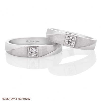 แหวนเพชรคู่ ตัวเรือนทองขาว 18K