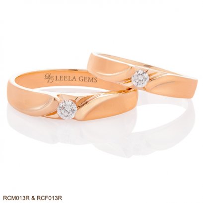แหวนเพชรคู่ ตัวเรือนโรสโกลด์ 18K